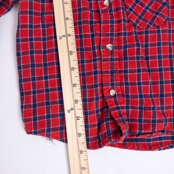 Vintage OshKosh B'Gosh 80s 3-Piece Overalls Knit Sweater Shirt Set Plaid Red 4T - Picture 16 of 16